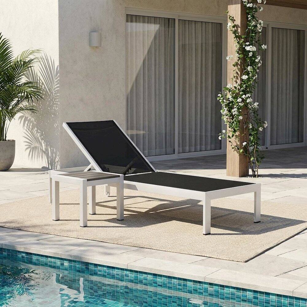 Angle. Outdoor Escape - Outdoor Lounge Chairs Set With Aluminum Frame And Cushioned Seats - Black.