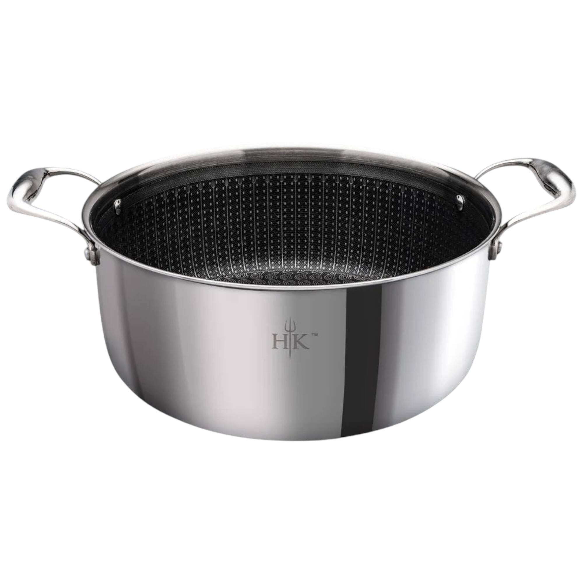 Left. Hell's Kitchen - Hell's Kitchen Hybrid 7.5-Quart Pot and Lid - Stainless Steel.