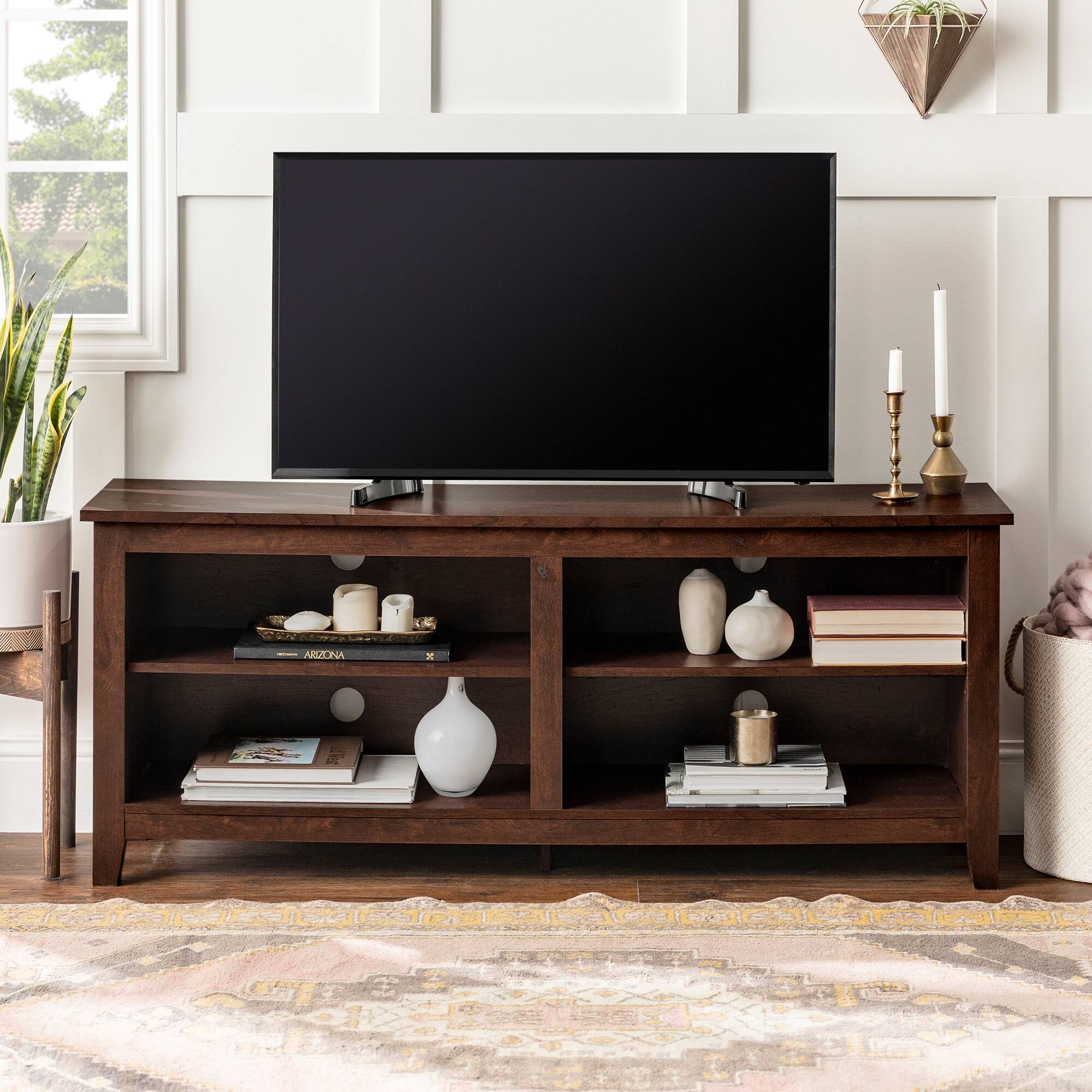 Alt View 1. APRILSOUL - Classic Open-Storage TV Stand for TVs up to 65 Inch - Brown - Brown.