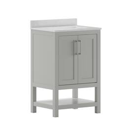 Flash Furniture - Vega 24 Inch Bathroom Vanity with Sink Combo, Storage Cabinet with Soft Close Doors and Open Shelf, Carrara Marble Finis - Gray
