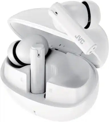 Front. PopMarket - JVC HA-D6TW Bluetooth 5.4 True Wireless Earbuds With Charging Case (White) - HEADPHONES - Multicolor.