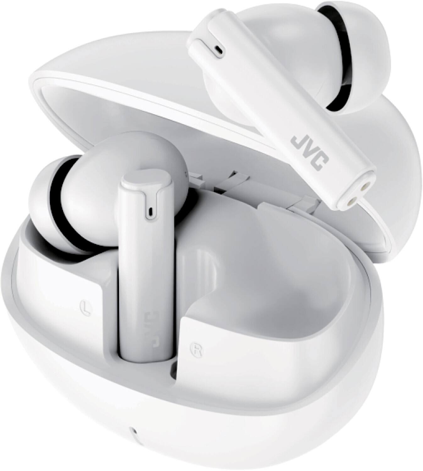Front. PopMarket - JVC HA-D6TW Bluetooth 5.4 True Wireless Earbuds With Charging Case (White)   - HEADPHONES - Multicolor.