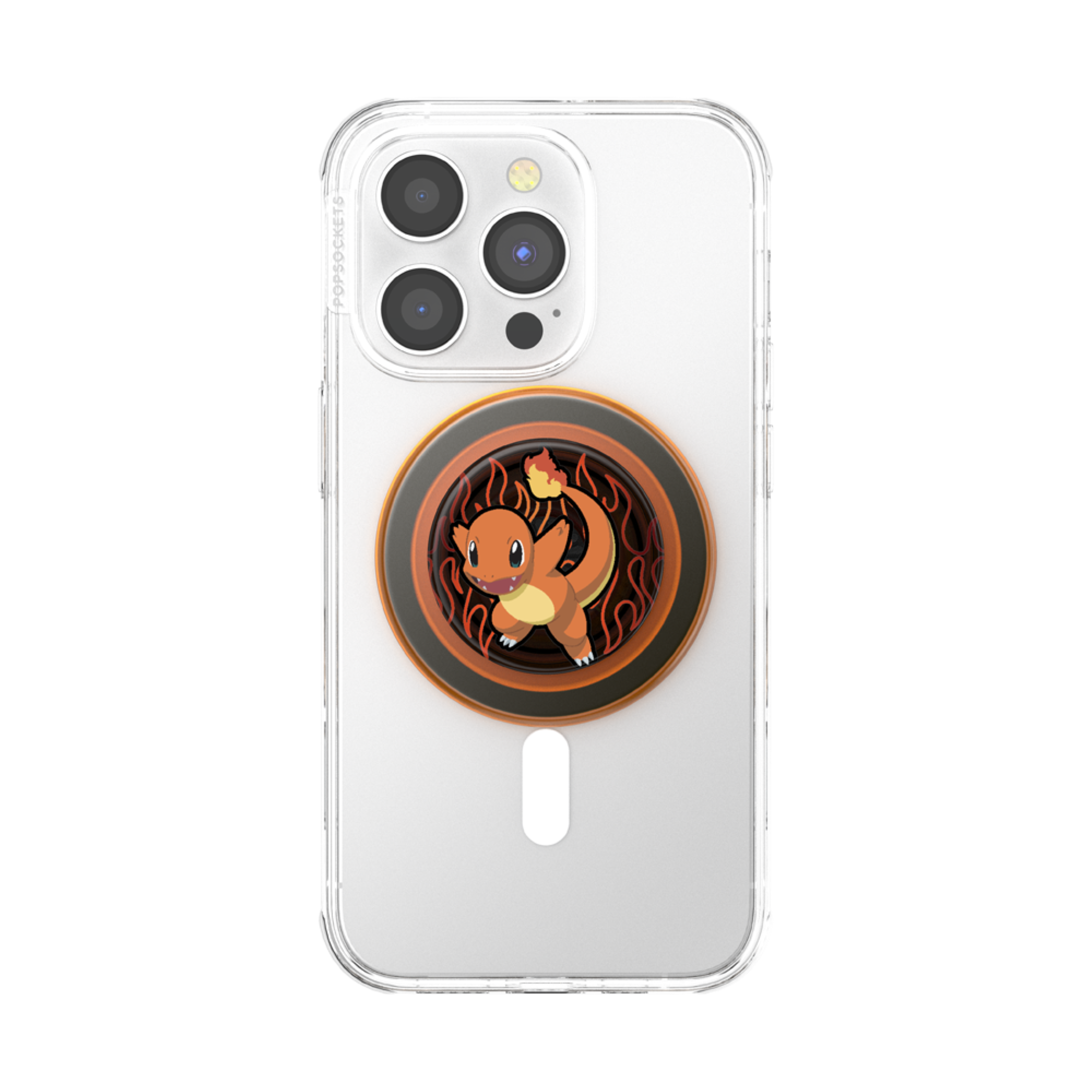 Back. PopSockets - MagSafe PopGrip Universal Magnetic Grip & Stand with Adapter Ring for Cell Phones - Pokemon - Charmander Flame.