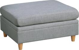 APRILSOUL - Living Room Furniture Ottoman Light Grey Dorris Fabric 1pc Cushion Wooden Legs - Beige