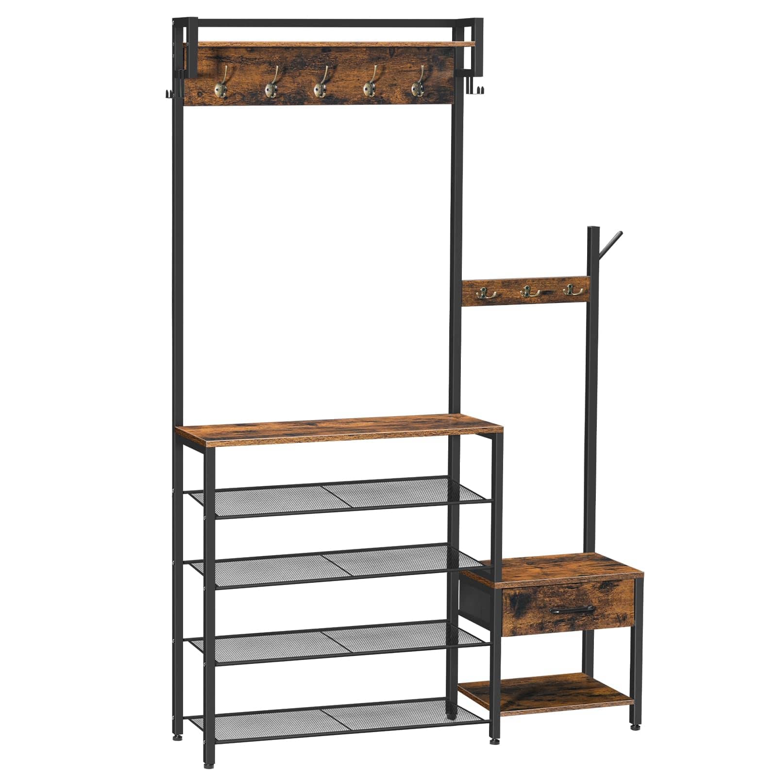 Hirose Alice - HOOBRO Hall Tree Entryway Coat Rack Shoe Bench - Default