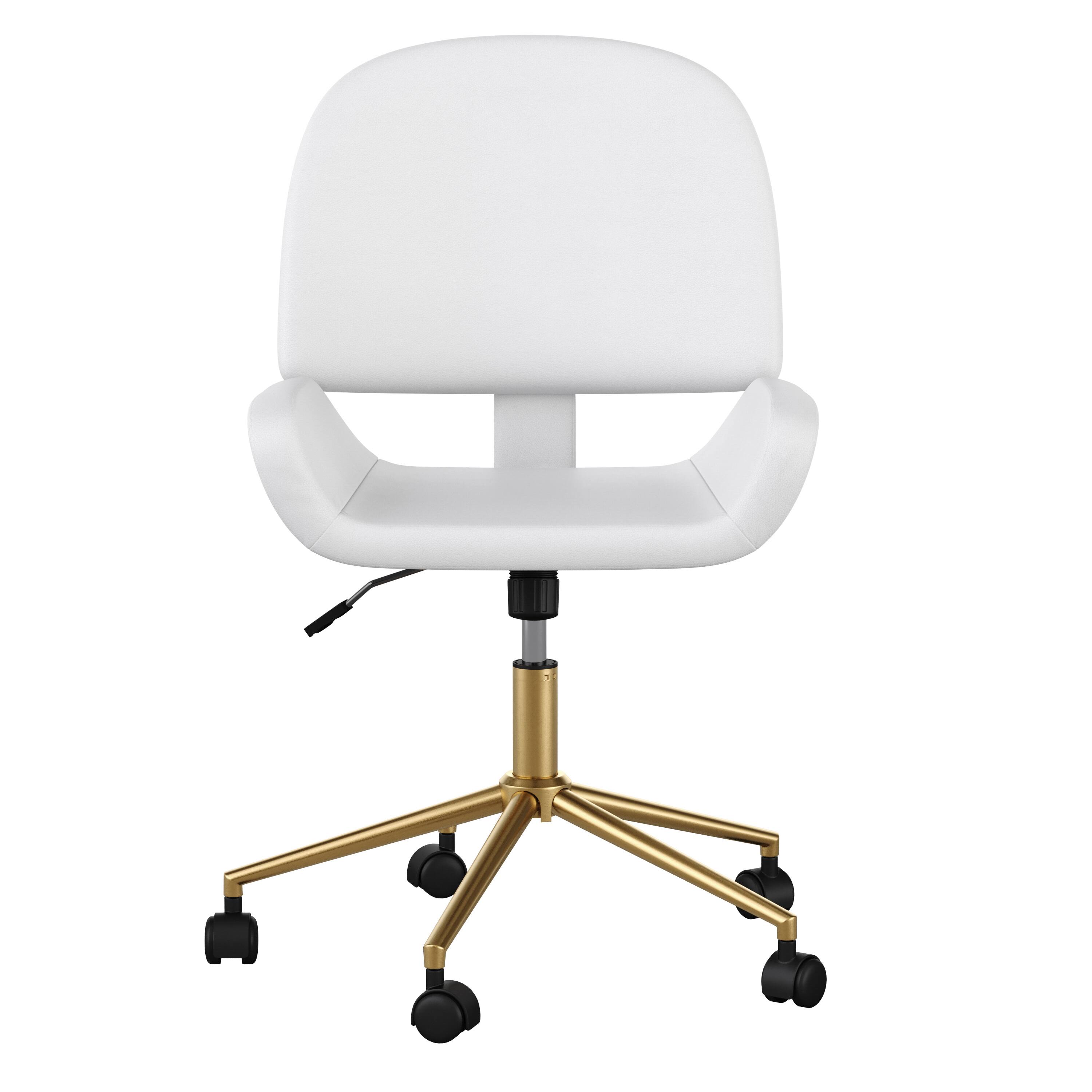 Alt View 21. Martha Stewart - Tyla Faux Leather Office Chair - White Faux Leather/Polished Brass.