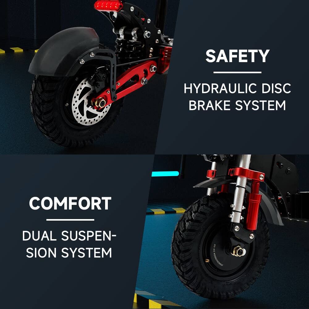 SAFETY  
HYDRAULIC DISC BRAKE SYSTEM  

COMFORT  
DUAL SUSPENSION SYSTEM