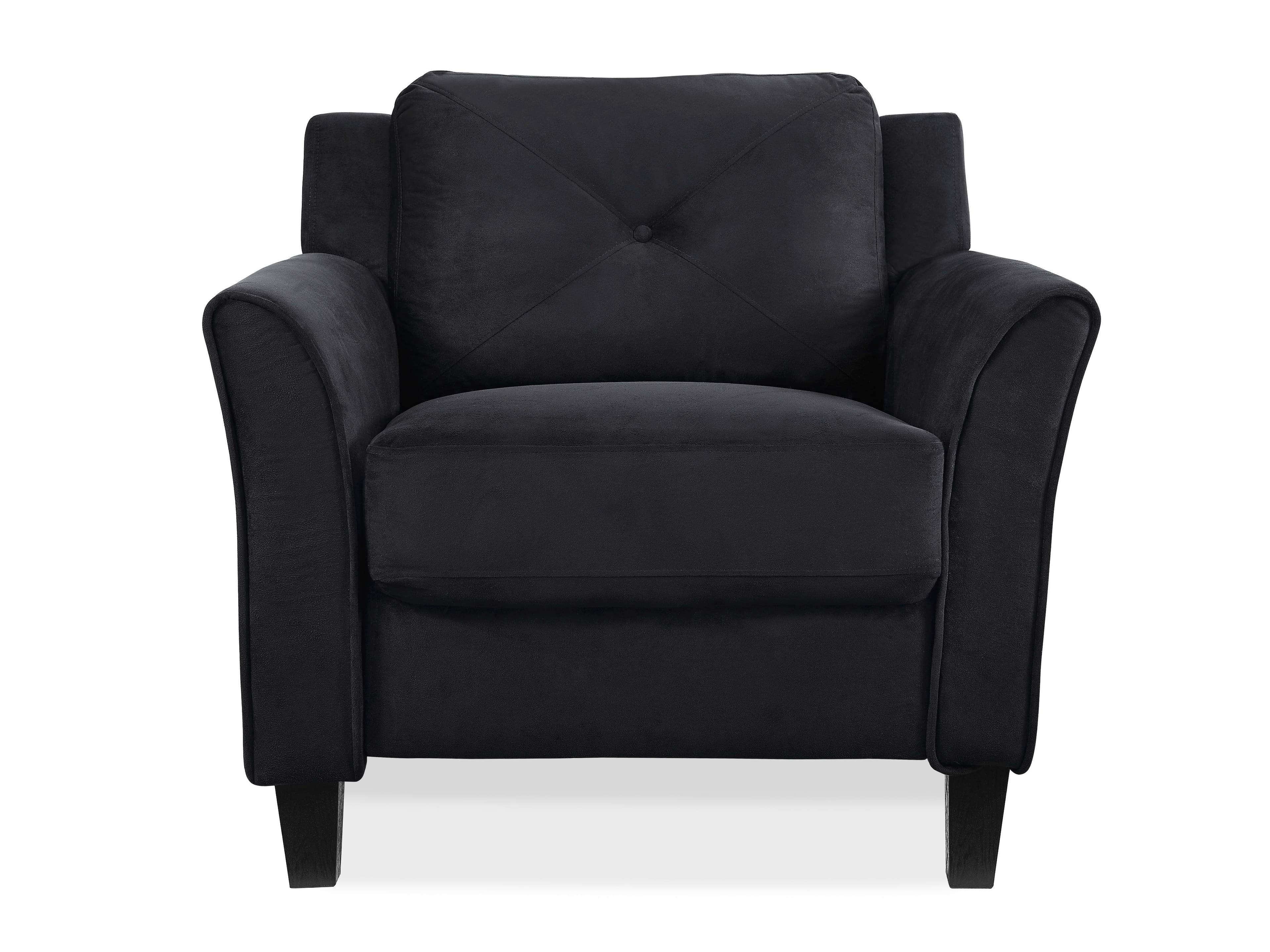 Angle. Lifestyle Solutions - Hartford Chair Upholstered Fabric Curved Arms, Black - Black.