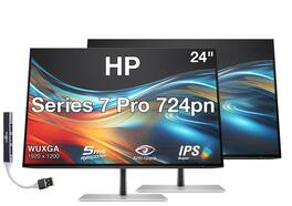 HP - Series 7 Pro 724pn 24" WUXGA IPS Monitor With 5ms Response Time, Pivot, Displayport, HDMI & DKZ (8X534AA#ABA) 2 Pack - Black/Silver