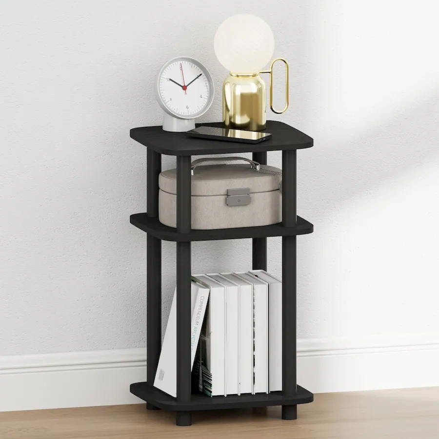 Furinno JUST Night Stand, 3 Tier Turn N Tube Nightstand with Open Shelf ...