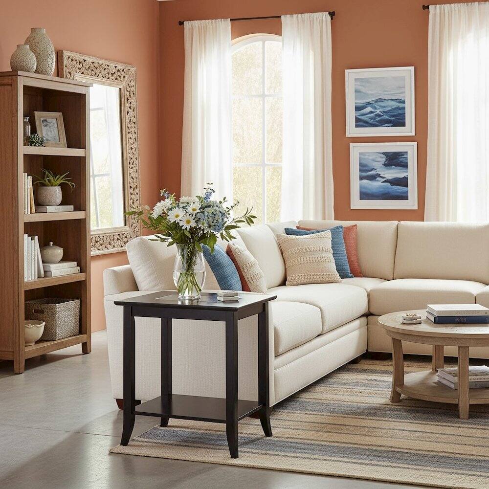 Alt View 2. FurniFact - Rectangular End Table - Espresso.