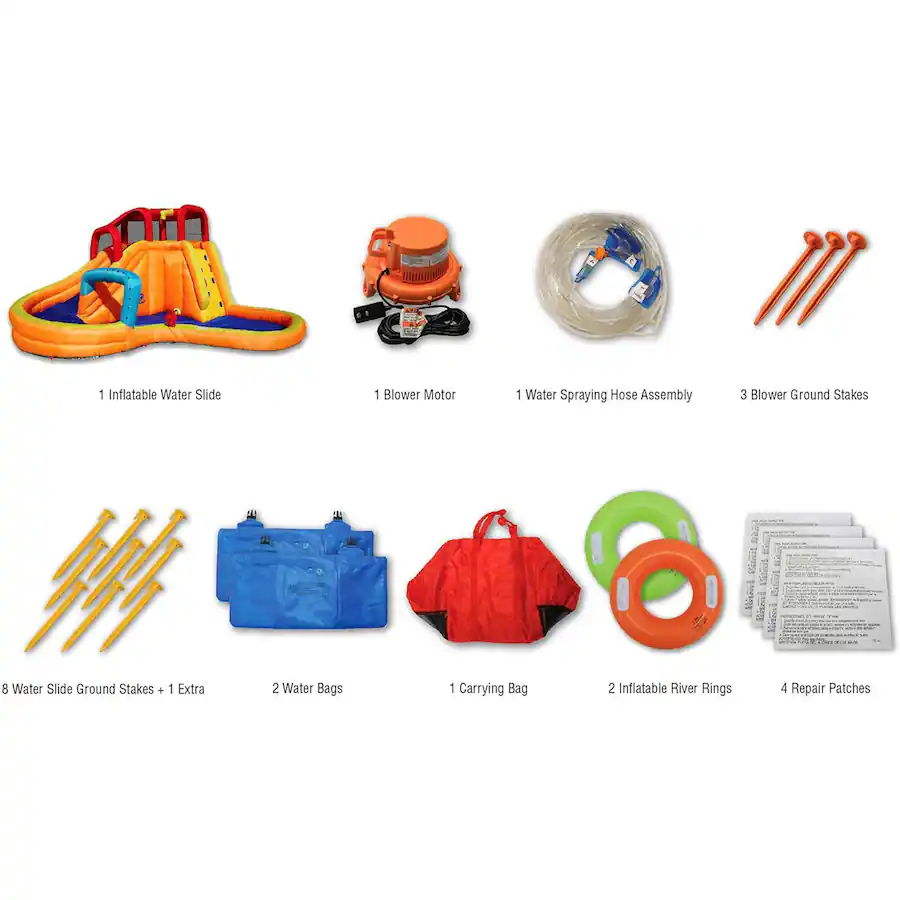 Inflatable Pool Stakes Banzai Kids Inflatable Outdoor Lazy River Adventure Water Park Slide ...
