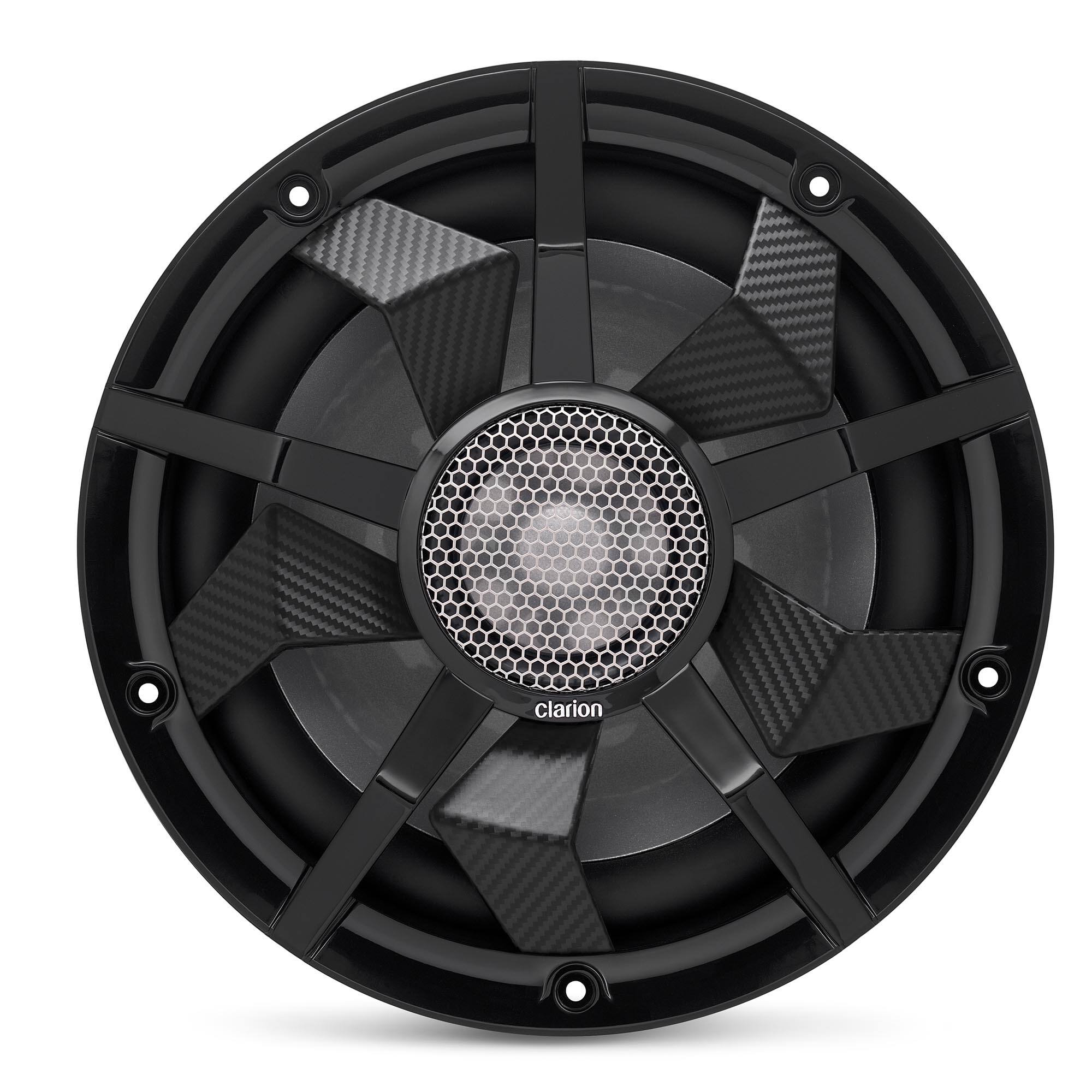 Alt View 2. Clarion - Clarion CM2513WL 10" Marine Subwoofer 250W RMS, Dual 2Ω Coils, RGB, Grilles - Black/Gray.