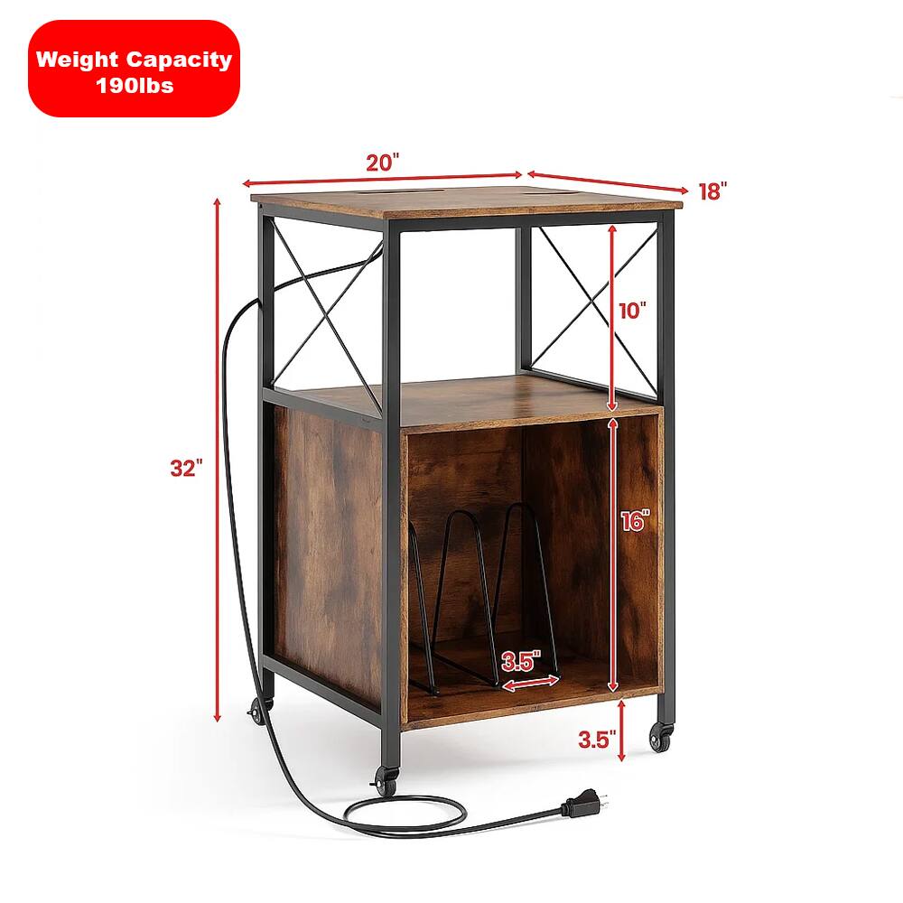 Weight Capacity: 190lbs  
Dimensions:  
- Width: 20"  
- Depth: 18"  
- Height: 32"  
- Shelf Height: 10"  
- Drawer Height: 16"  
- Drawer Width: 3.5"  
- Drawer Depth: 3.5"