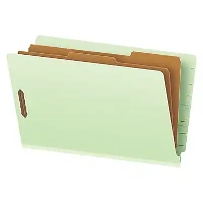 Front. Pendaflex - Reinforced Pressboard Classification Folder, 2-Dividers, 2" Expansion, Legal Size, Light Green, 10/Box - Light Green.