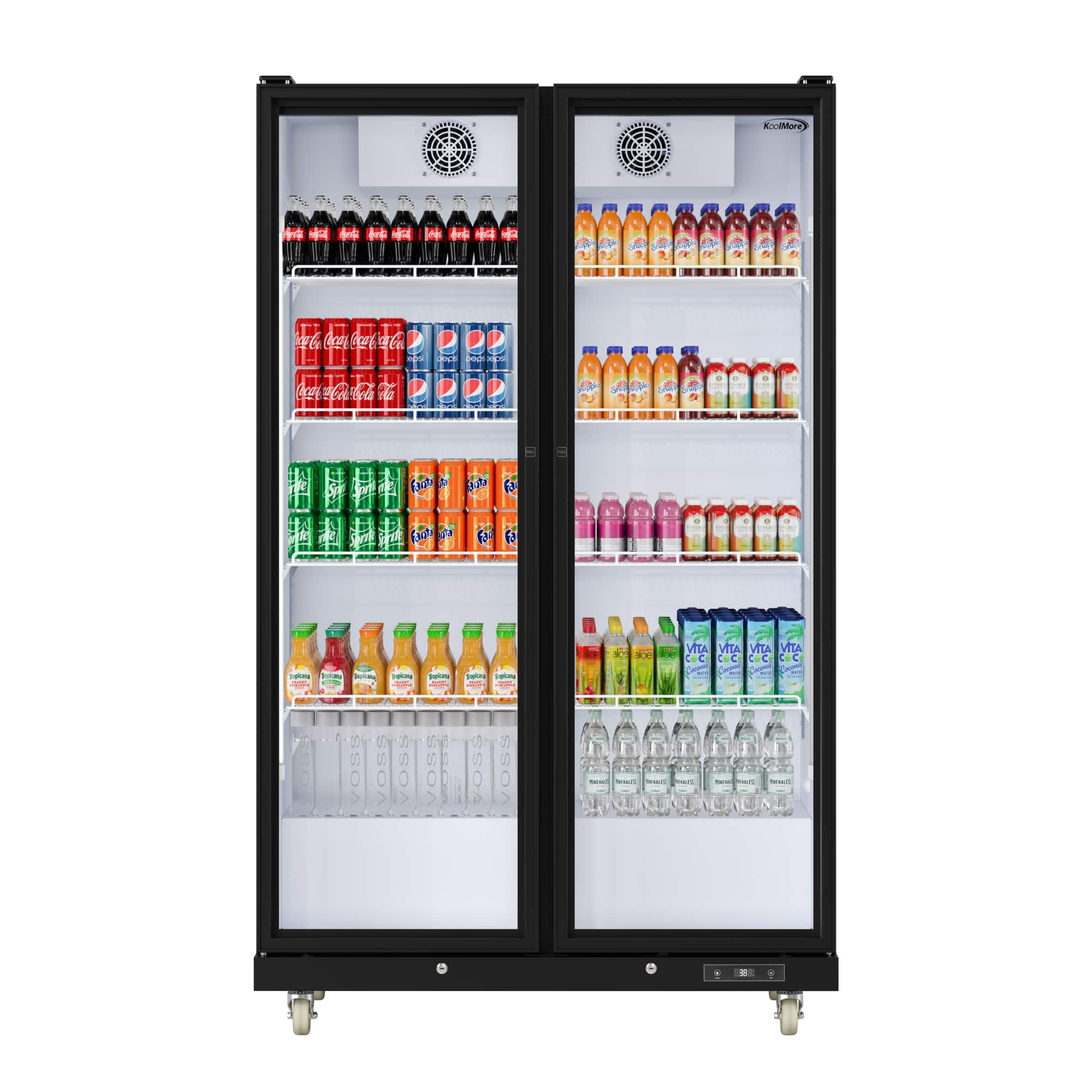 Koolmore - 47 in. Commercial 2 Fully Glass Door Merchandiser Refrigerator, 30 Cu. Ft., ETL Listed (KM-MDR-2FGD) - Black