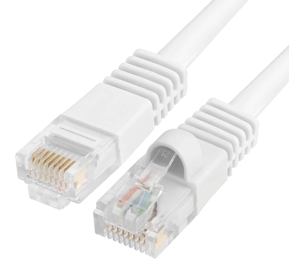 Cmple.com - Cmple - Cat5e Ethernet Cable 15 ft, 350 MHz UTP Cat 5e Ethernet Patch Cord, 1Gbps Network Lan Cables, RJ45 - White