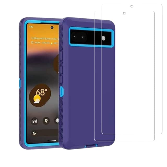 Entronix - Heavy Duty Bundle for Google Pixel 6 - Case and Screen Protectors - Blue