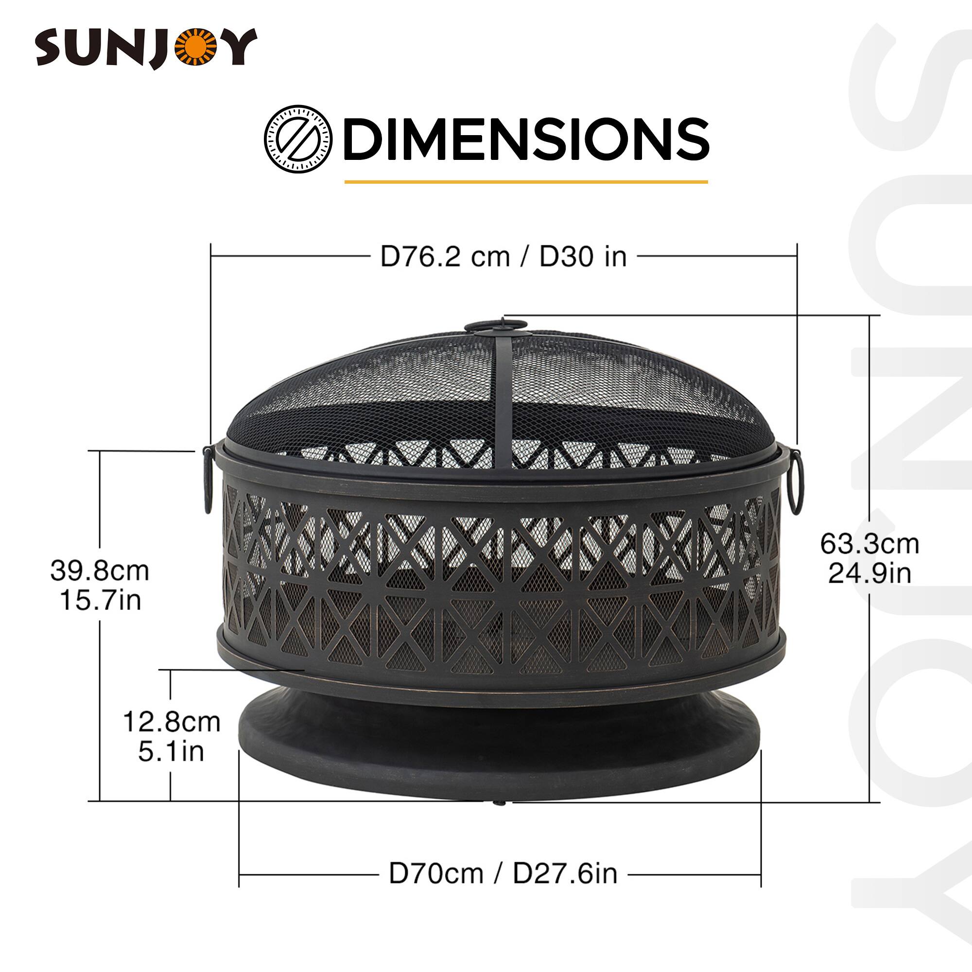 SUNJOY DIMENSIONS  
D76.2 cm / D30 in  
39.8 cm 15.7 in  
63.3 cm 24.9 in  
SUN 12.8 cm 5.1 in  
D70 cm / D27.6 in