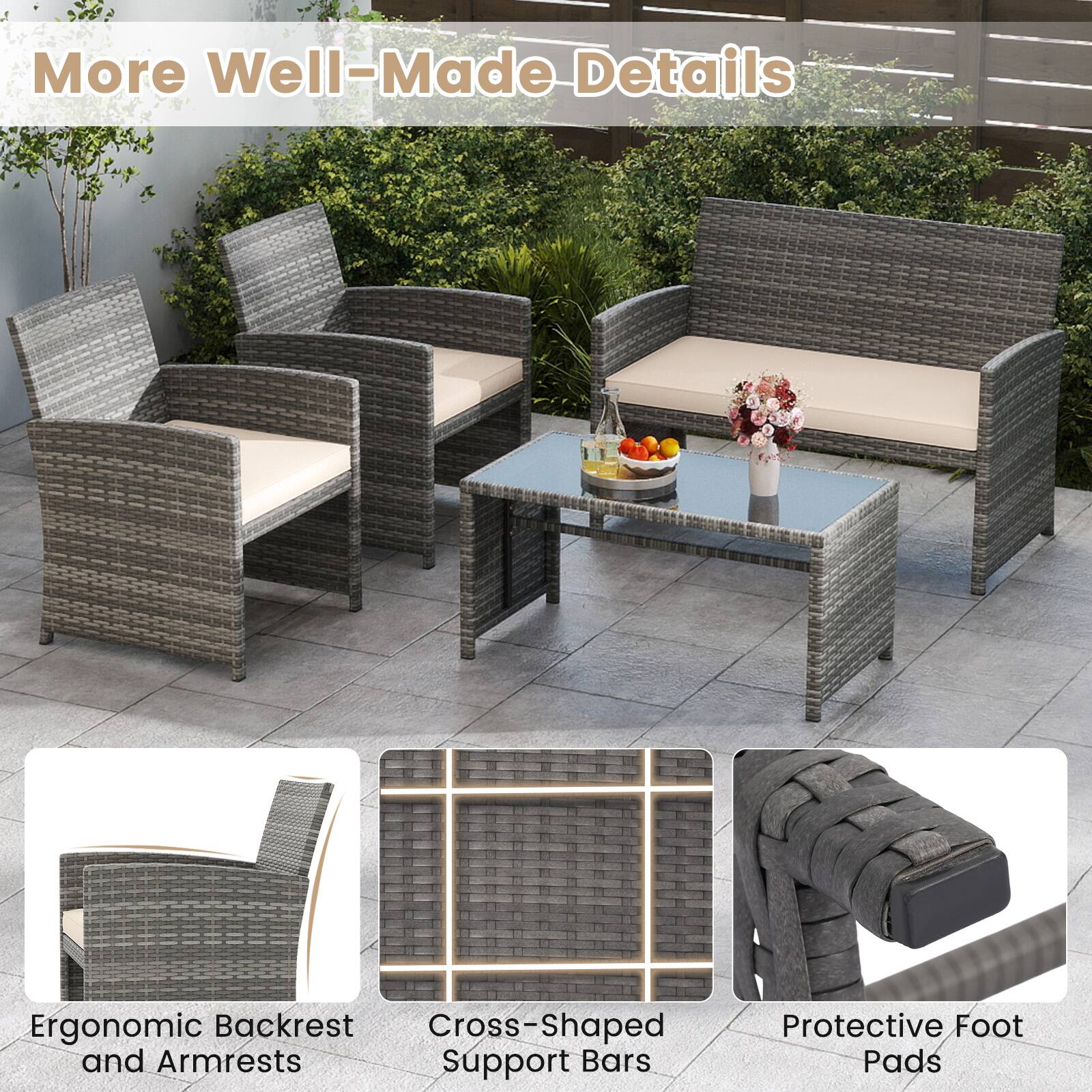 More Well-Made Details

- Ergonomic Backrest and Armrests
- Cross-Shaped Support Bars
- Protective Foot Pads