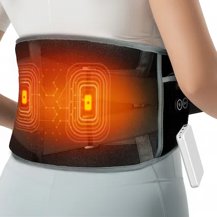 Front. Comfytemp - Cordless Heating Pad with Vibrating Massage, Rechargeable Waist Belt for Back Pain & Muscle Tension Relief - Blue.