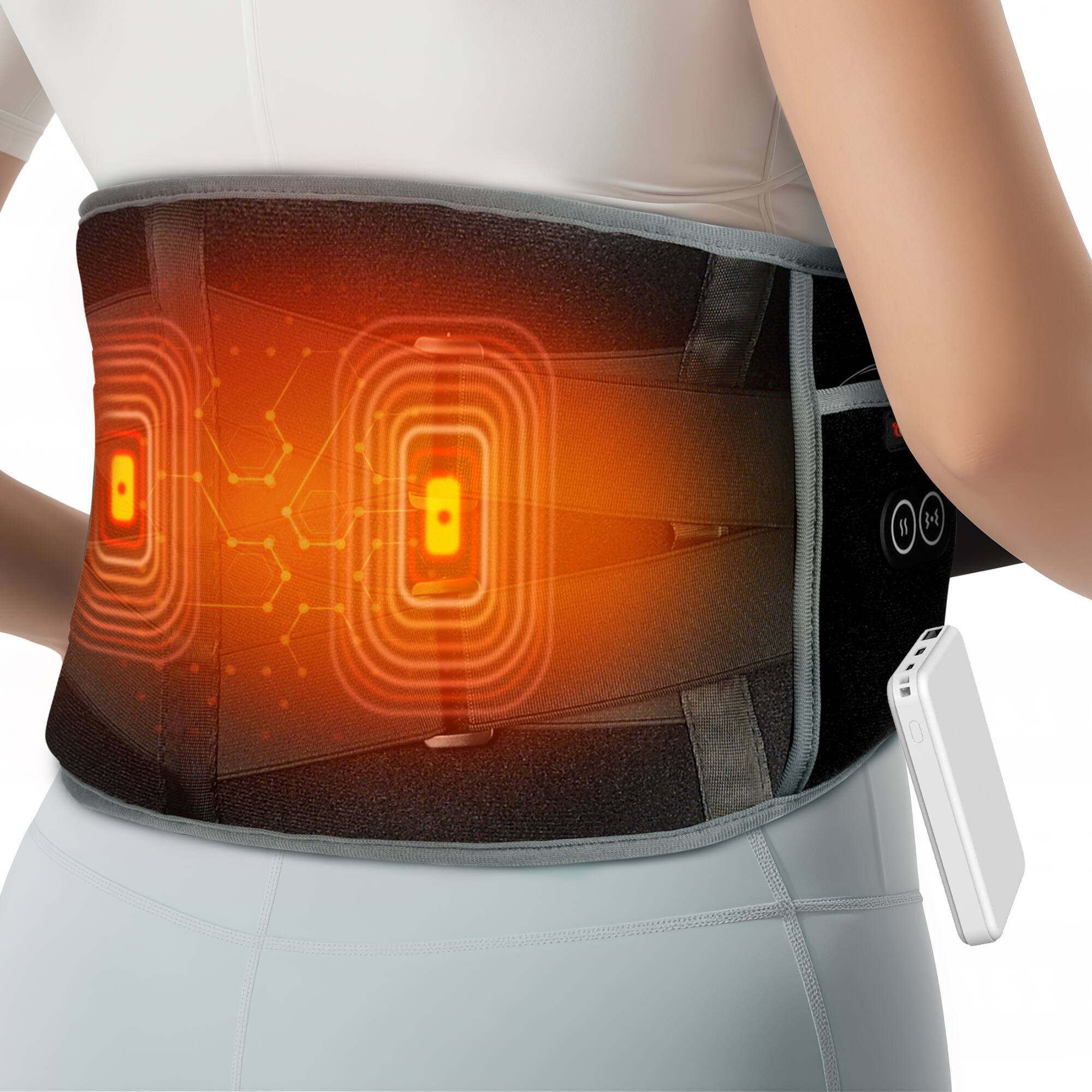 Front. Comfytemp - Cordless Heating Pad with Vibrating Massage, Rechargeable Waist Belt for Back Pain & Muscle Tension Relief - Blue.