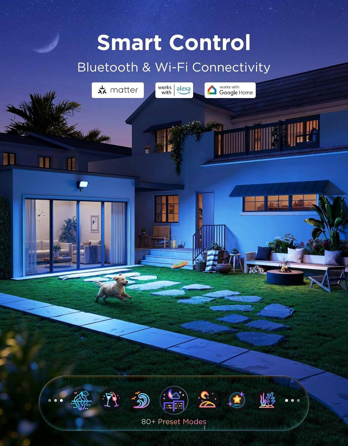 Smart Control  
Bluetooth & Wi-Fi Connectivity  
matter  
works with Alexa  
works with Google Home  
80+ Preset Modes