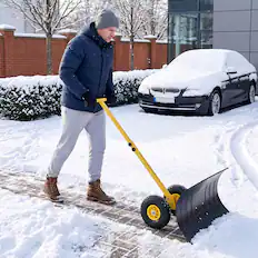 Front. Winado - Snow Shovel with Wheels, 36"x 18"Snow Plow Shovel Angle & Height Adjustable Padded Handle Efficient Snow Clean Tool - Black.