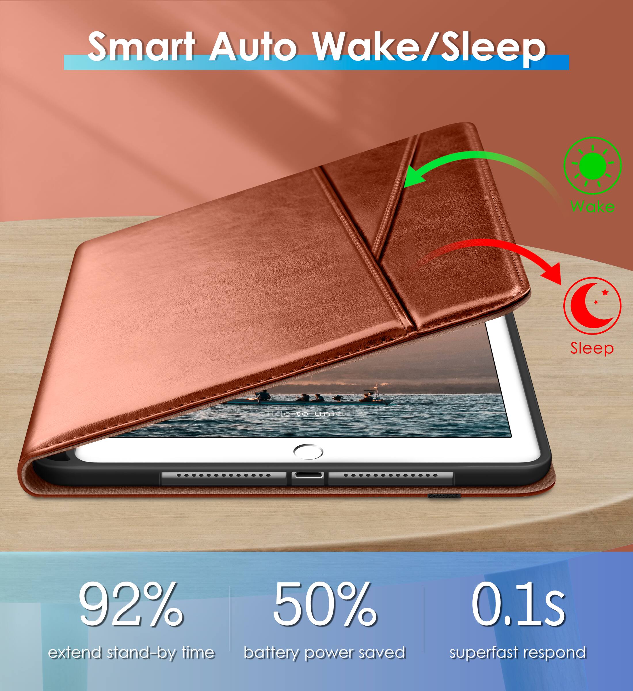 Smart Auto Wake/Sleep

- 92% extend stand-by time
- 50% battery power saved
- 0.1s superfast respond