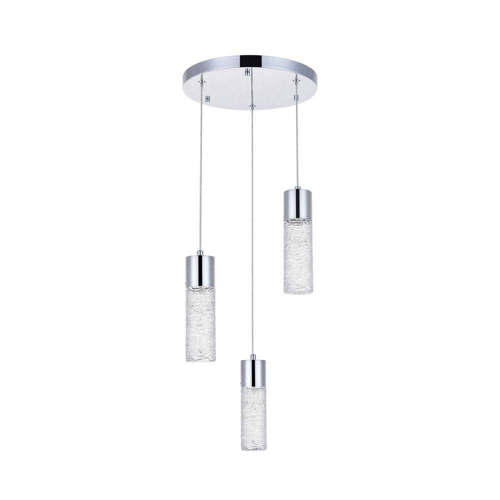Angle. Elegant Lighting - Constellation 3 light Chrome LED Pendant - Chrome.