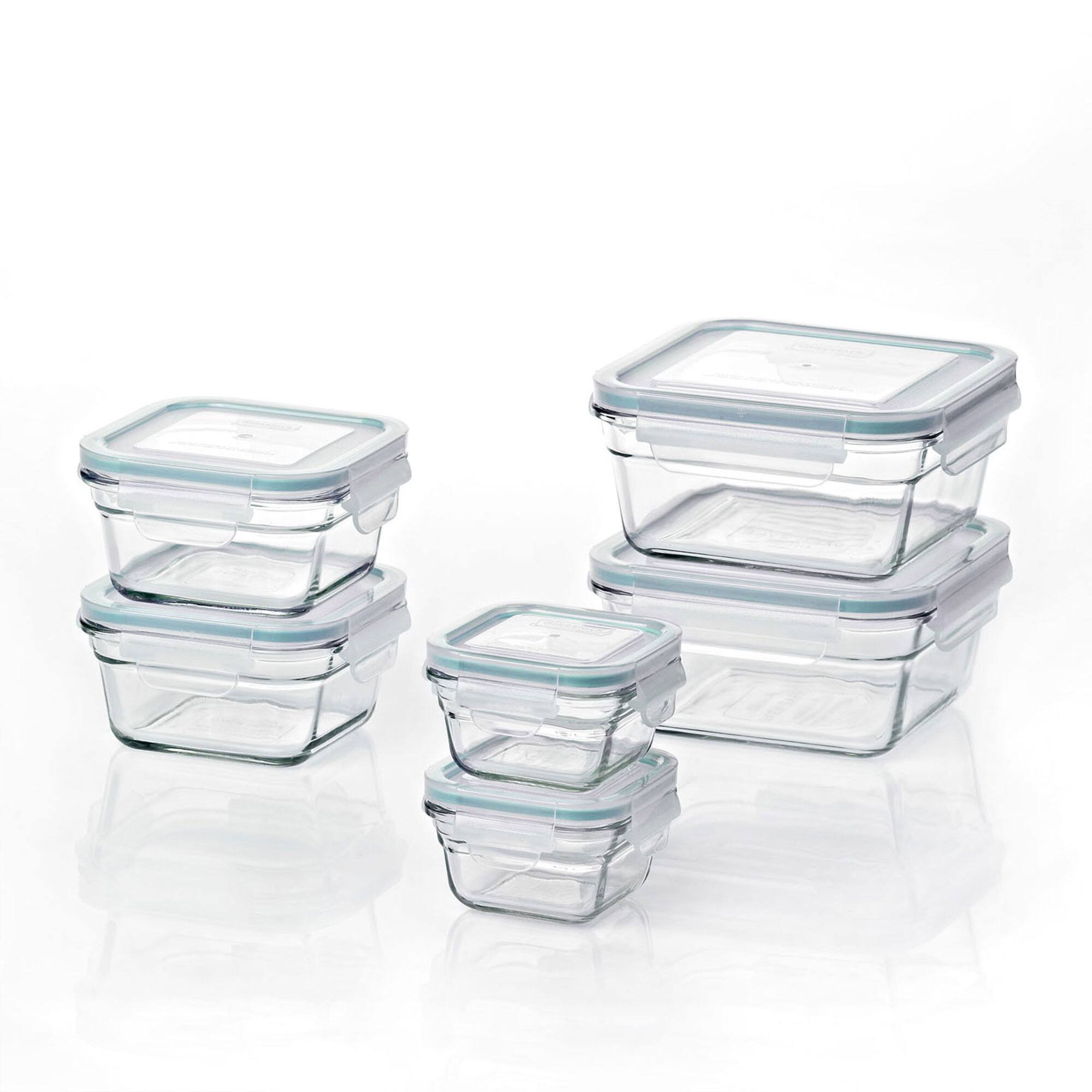 Glasslock - Oven and Microwave Safe Glass Food Storage Containers 12 Piece Set - Clear