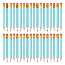 Unique Bargains - 36pcs HB Pencils, 4inch Short Thick Golf Pencils Pre-Sharpened w/ Eraser Bulk for Sport, Games, Meeting, Office, Writing - Blue