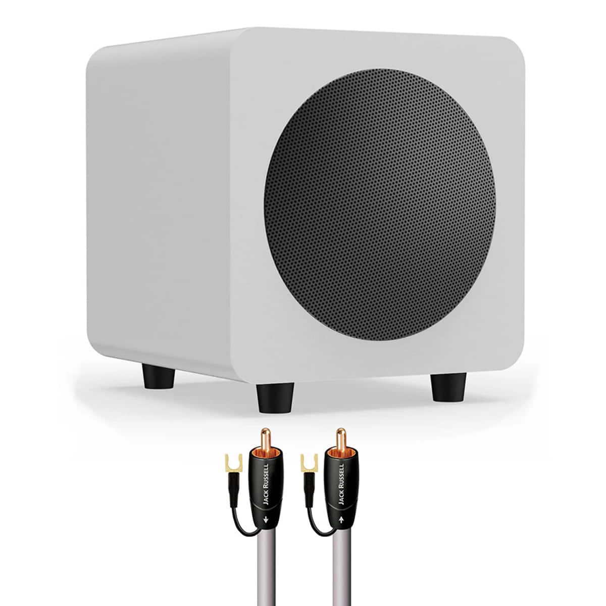Kanto - SUB6 6" Powered Subwoofer Bundle with AudioQuest Jack Russell Subwoofer Cable - 4m - Matte White