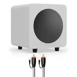 Kanto - SUB6 6" Powered Subwoofer Bundle with AudioQuest Jack Russell Subwoofer Cable - 4m - Matte White