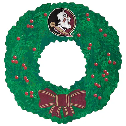 Front. Fan Creations - Florida State Seminoles 16'' Team Wreath Sign - Green.