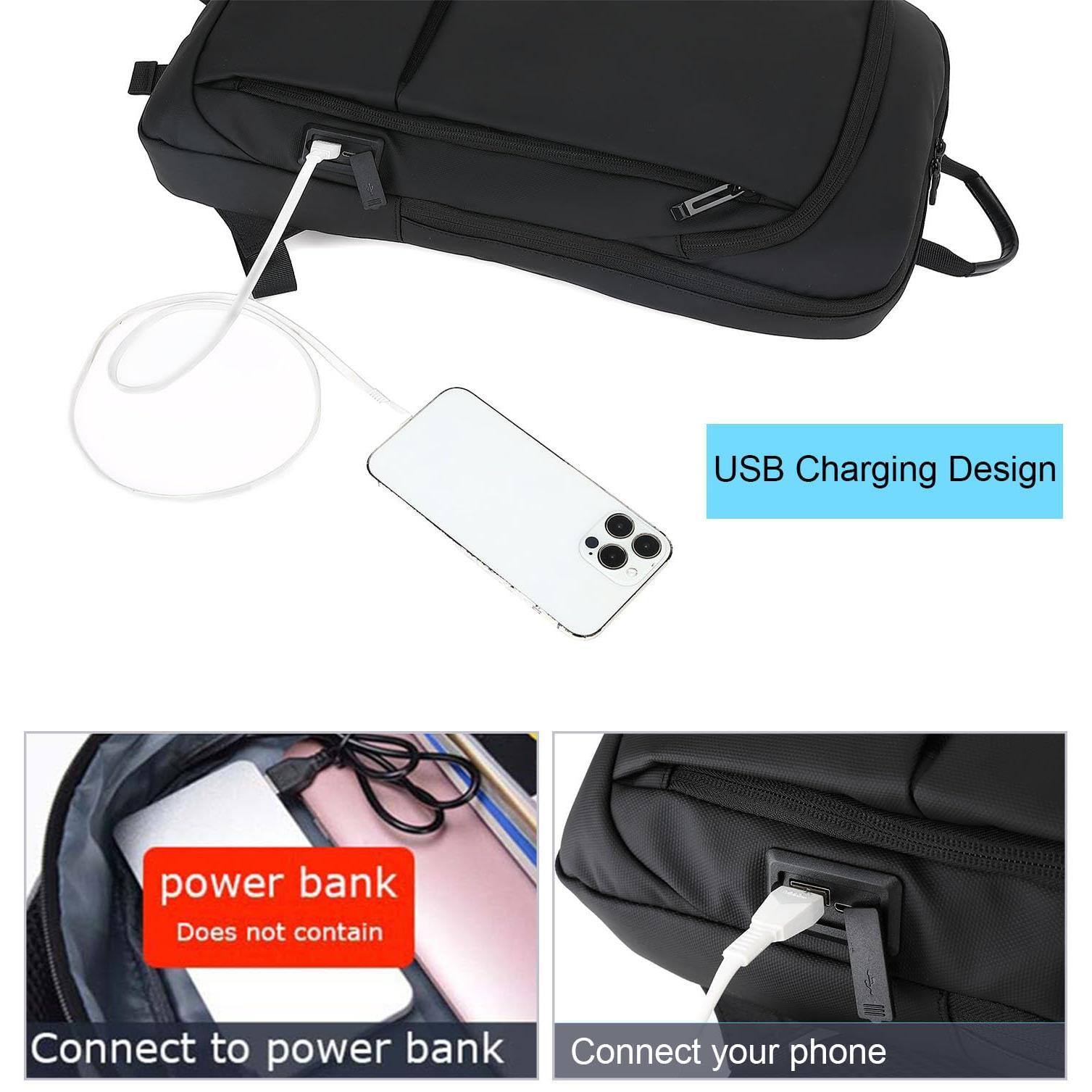 Alt View 2. Live At Space - Business Slim Backpack For Men Women 15 6 Inch Water Resistant Laptop With Usb Computer Notebooks Lightweight Small - 1505 Black.