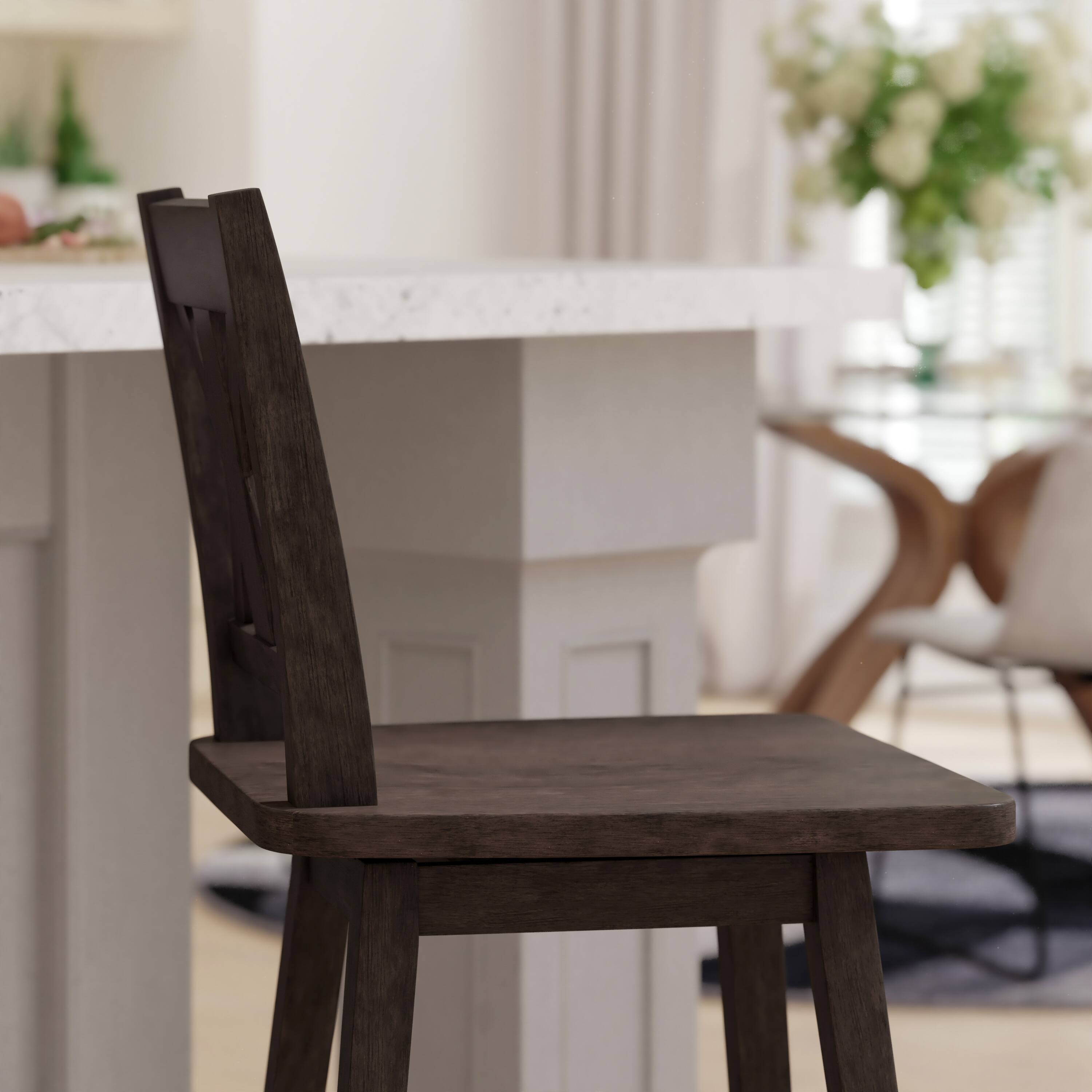 Alt View 4. Emma + Oliver - Luther Wooden Modern Farmhouse Swivel Dining Stool with Decorative Carved Back - Gray Wash Walnut.
