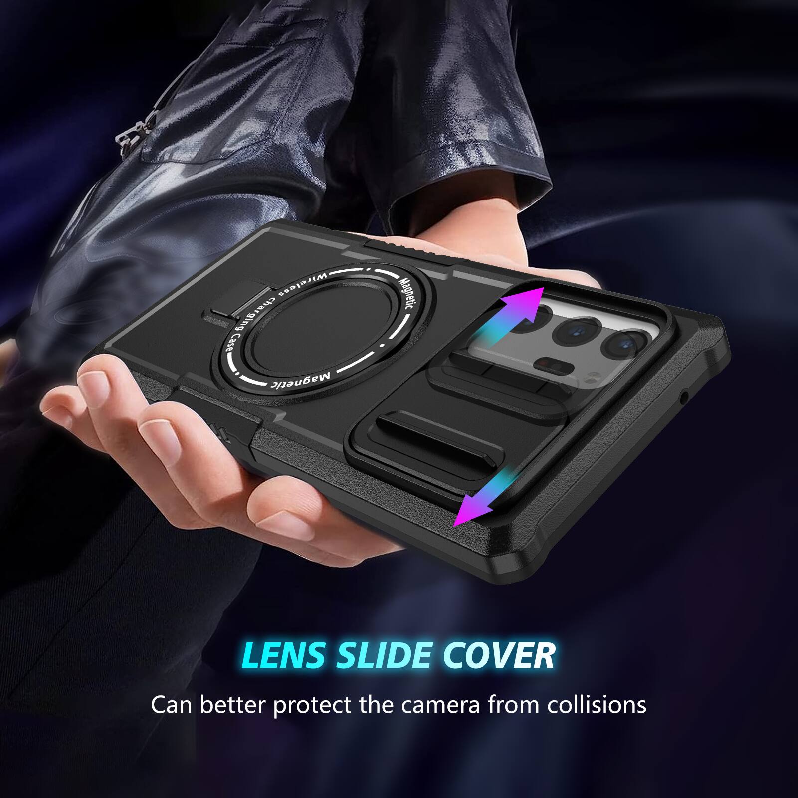 Cad Wireless Charging Case Magnetic LENS SLIDE COVER Can better protect the camera from collisions