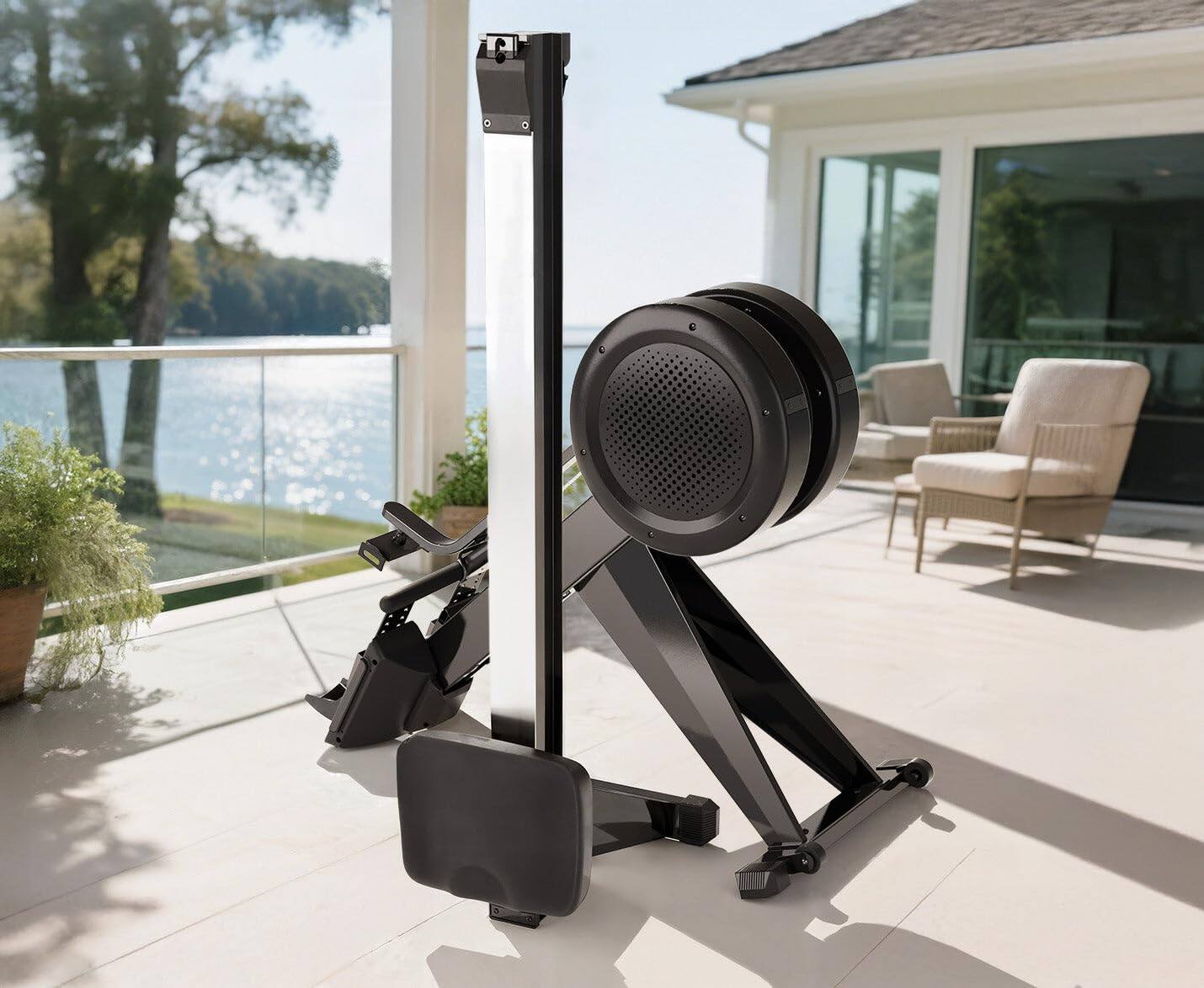 Alt View 3. FED Fitness - Rowing Machine for Home, Professional Adjustable Air+Magnetic Dual Resistance Rower Machines with Self-Powered Monitor - balck.