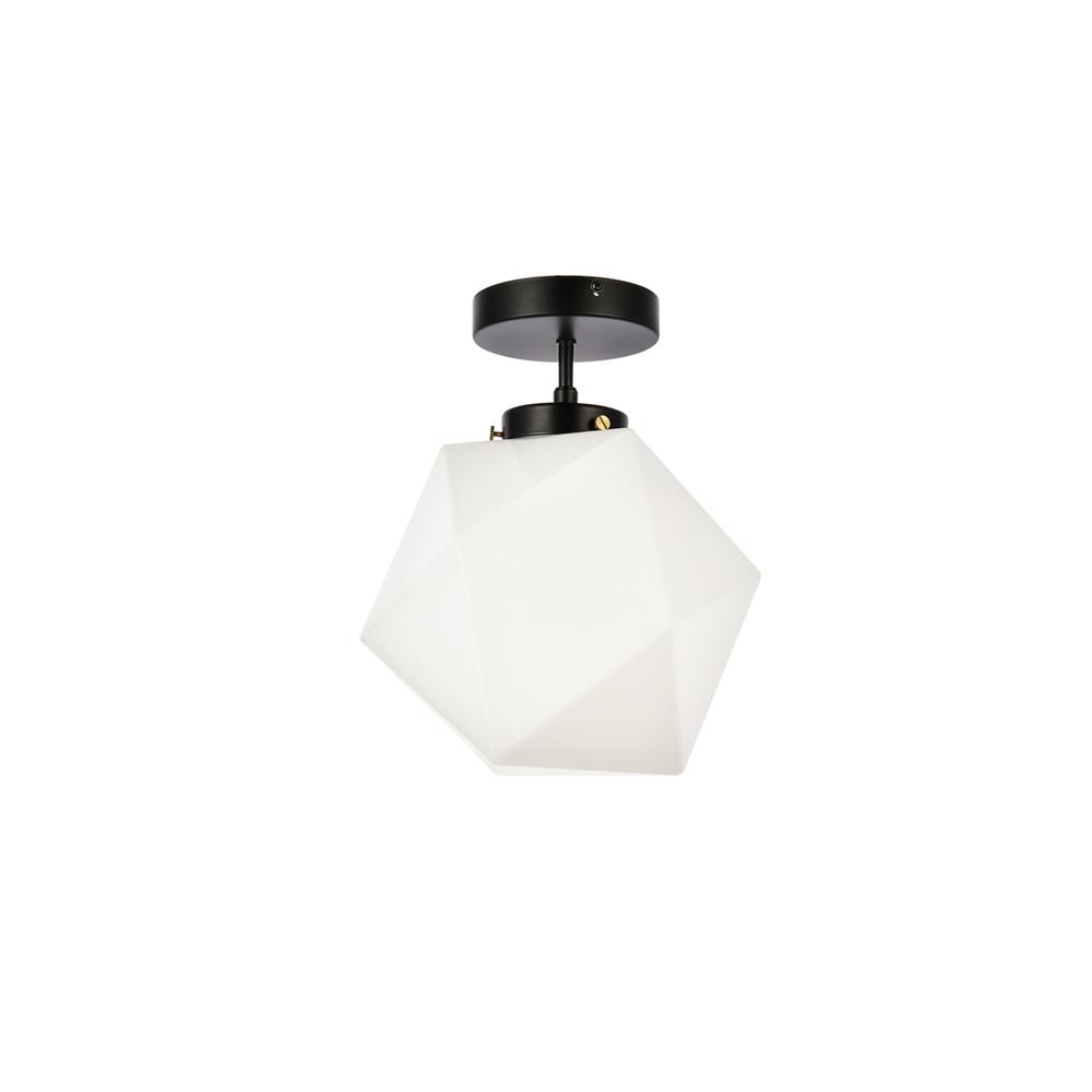 Alt View 1. Living District - Lawrence 1 light black and white glass flush mount - Black And White.