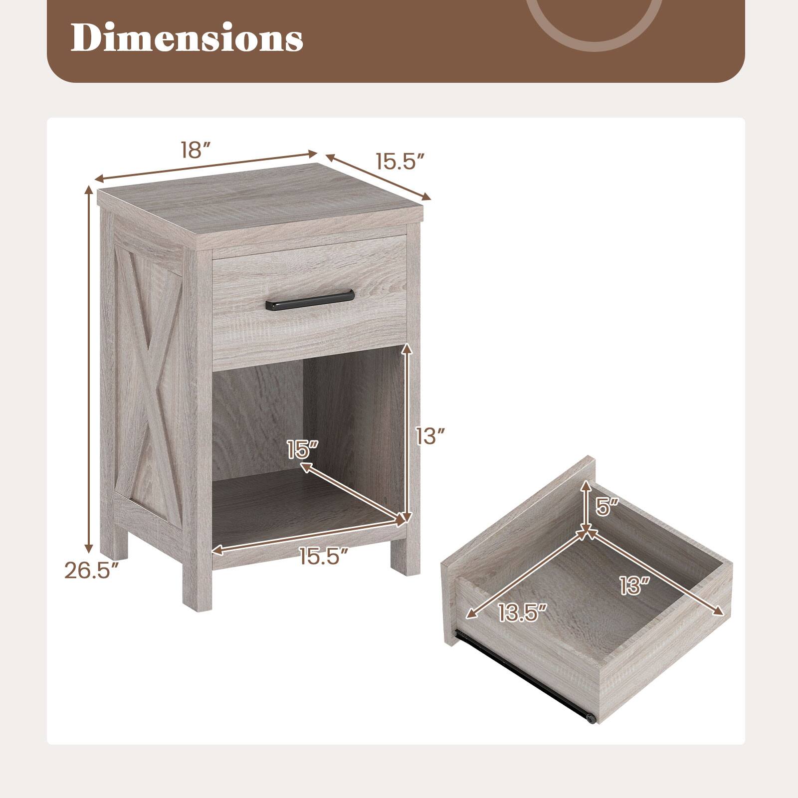The corrected dimensions are:

- 18"
- 15.5"
- 26.5"
- 15.5"
- 13"
- 13.5"
- 5"