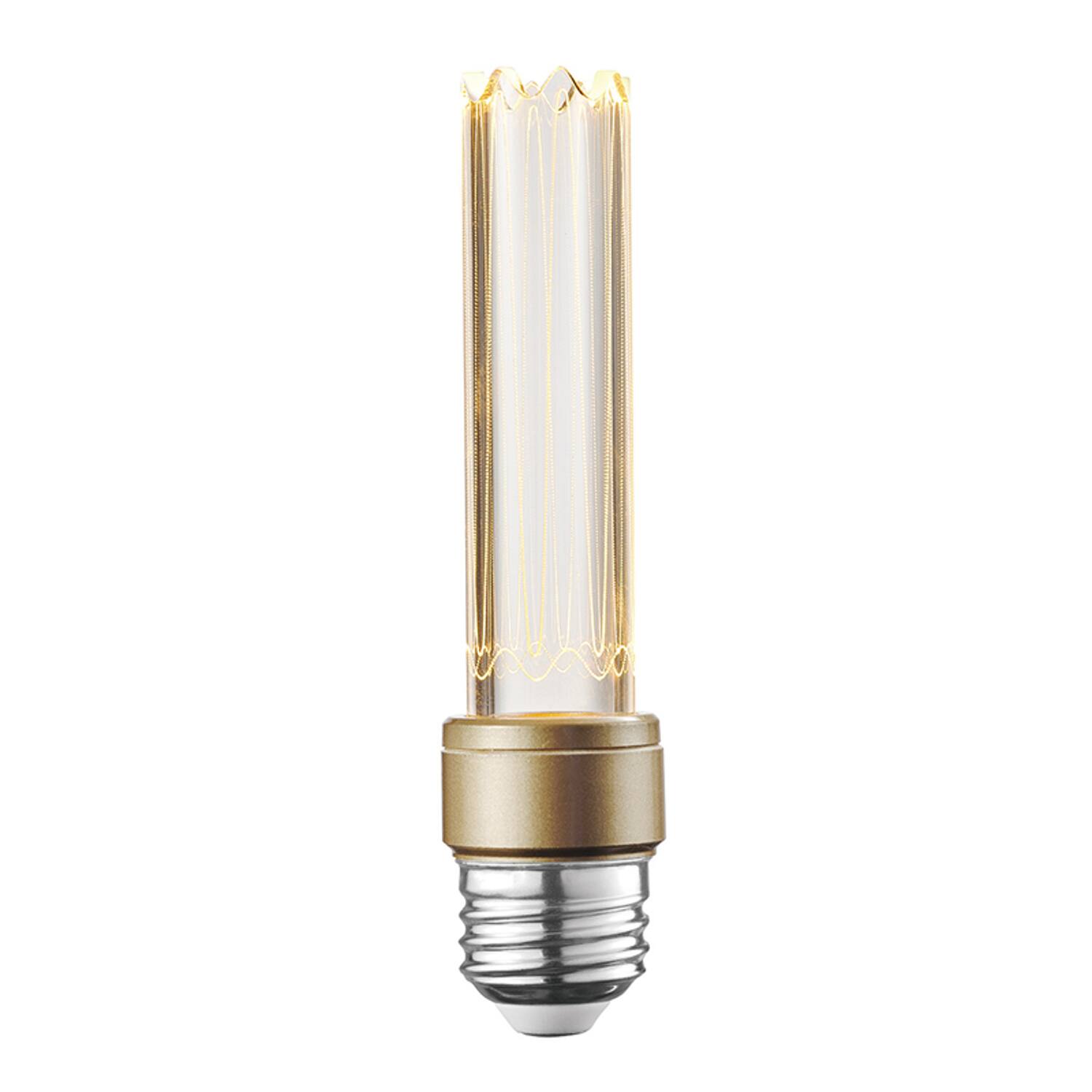 Left. Globe Electric - Globe Electric Luxe Tube E26 (Medium) Filament LED Bulb Warm White 40 Watt Equivalence 1 pk.