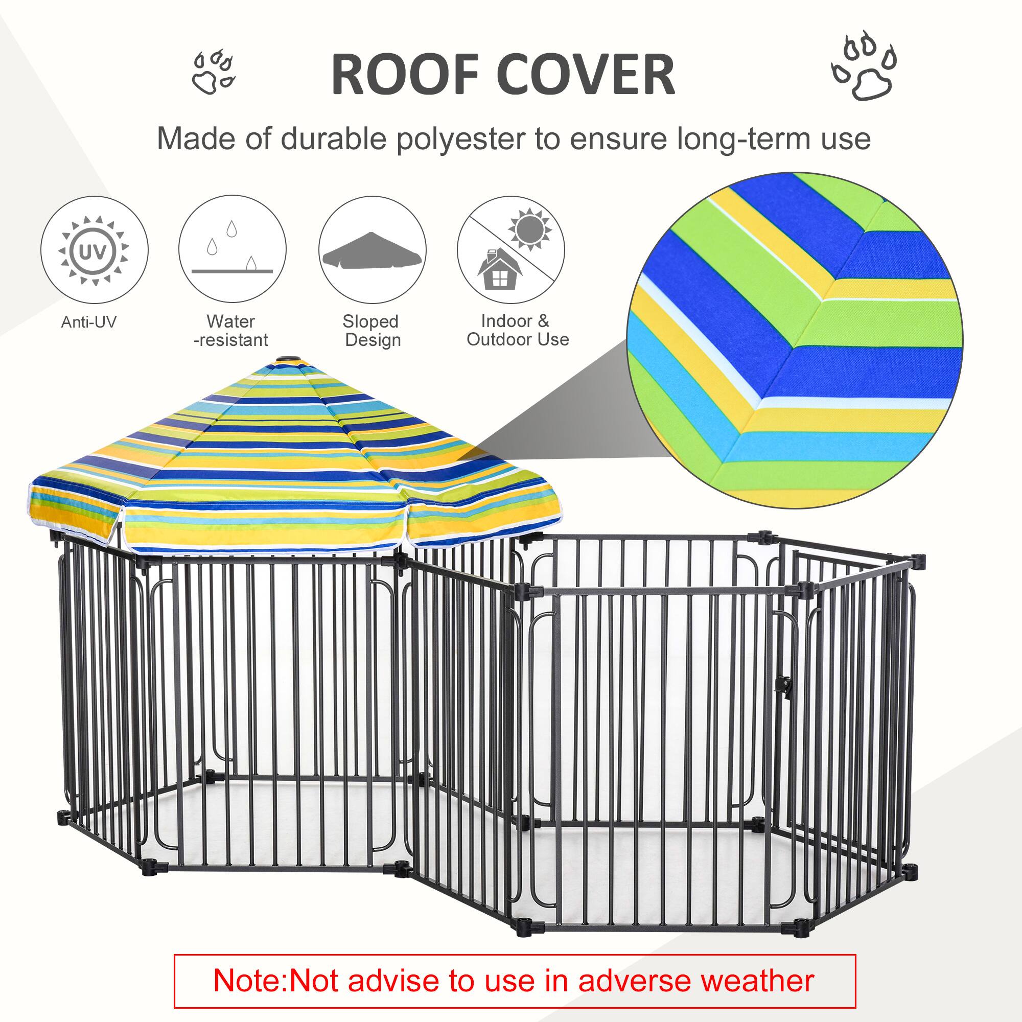 **ROOF COVER**

Made of durable polyester to ensure long-term use

- Anti-UV
- Water-resistant
- Sloped Design
- Indoor & Outdoor Use

Note: Not advise to use in adverse weather