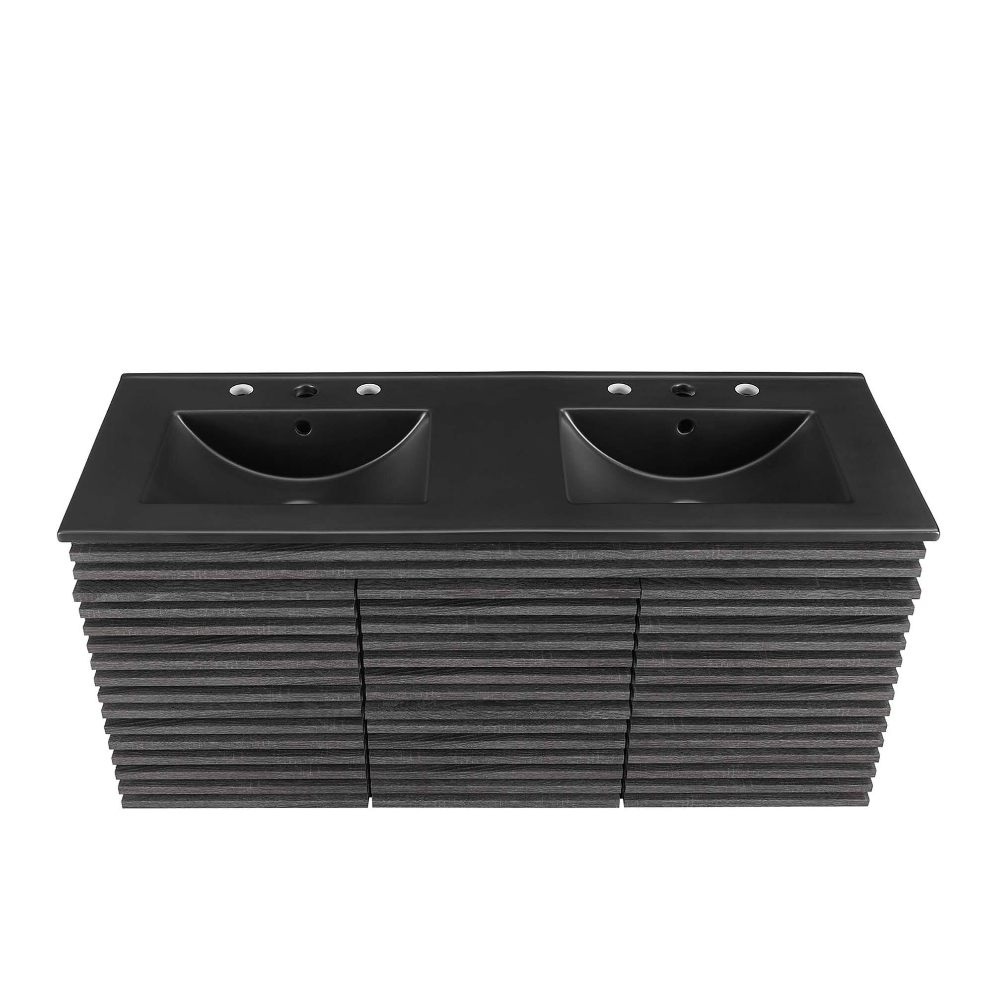 Alt View 3. Modway - Render 48" Wall-Mount Bathroom Vanity Basin Included by Modway - Charcoal Black.