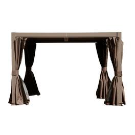 Loheer - Louvered Pergola 10x10 Brown Outdoor Pergola with Adjustable Louvers and Curtains for Patio Backyard