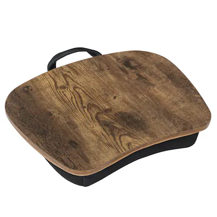 Front. Songmics Home - Lap Desk, Bed Tray, Laptop Table with Handle, Cushion, 12.6 x 15.7 x 3.1 Inches - Rustic Brown.