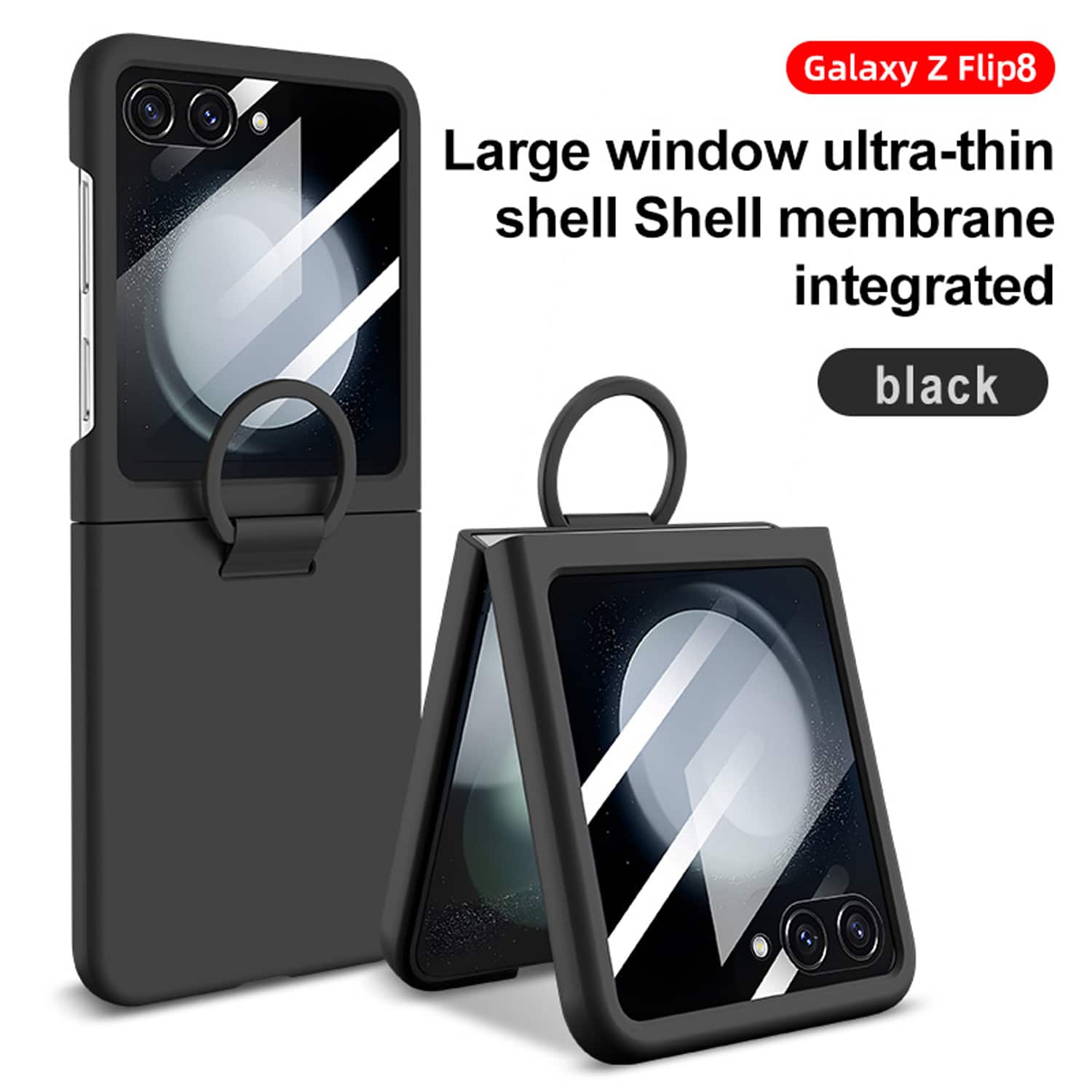 Dteck - Anti-Scratch Case for Samsung Galaxy Z Flip8 with Integrated Screen Protector & Grip Ring Hard PC Slim Back Cover - Black price history on PriceWatchPro