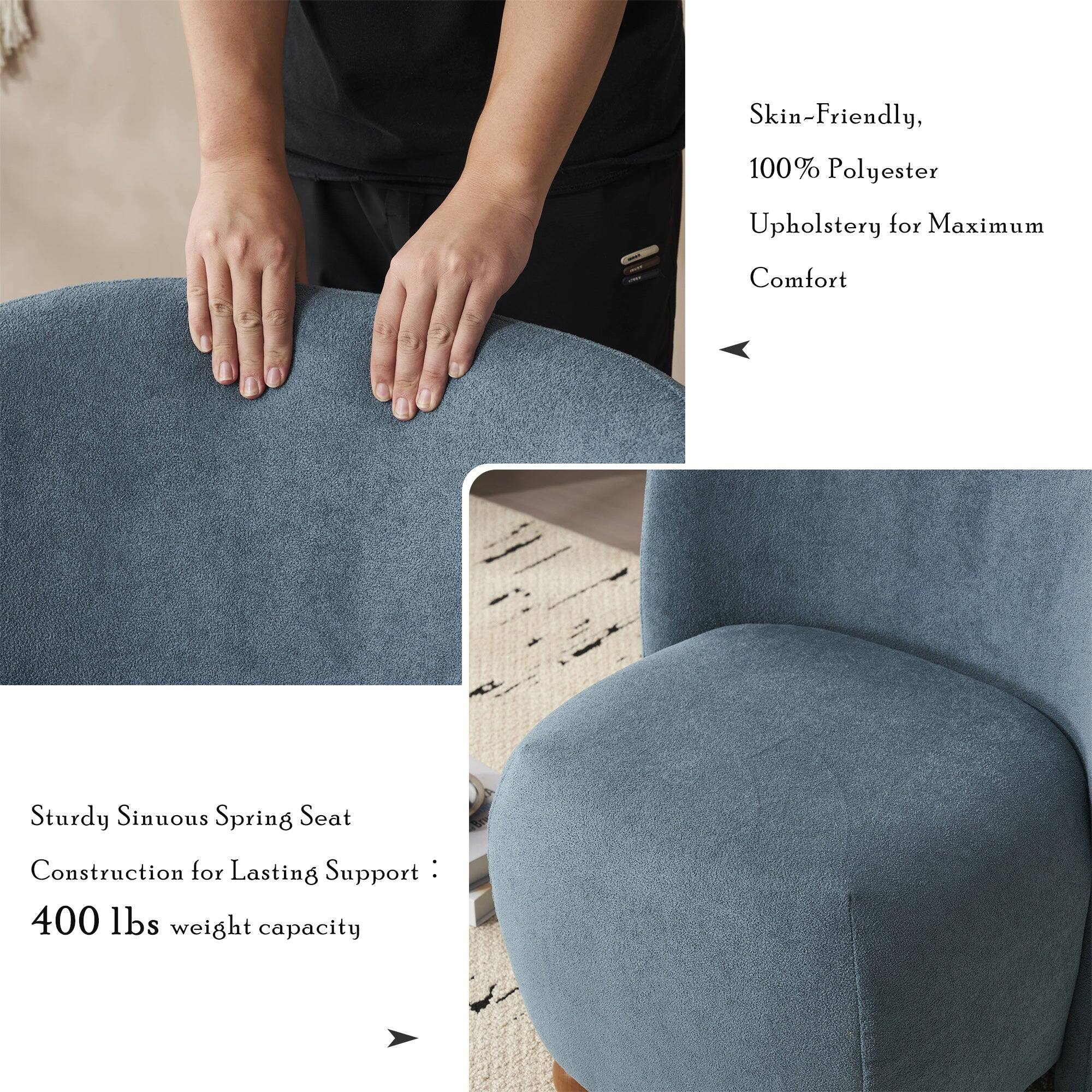 Skin-Friendly,  
100% Polyester  
Upholstery for Maximum Comfort  

Sturdy Sinuous Spring Seat  
Construction for Lasting Support  
400 lbs weight capacity