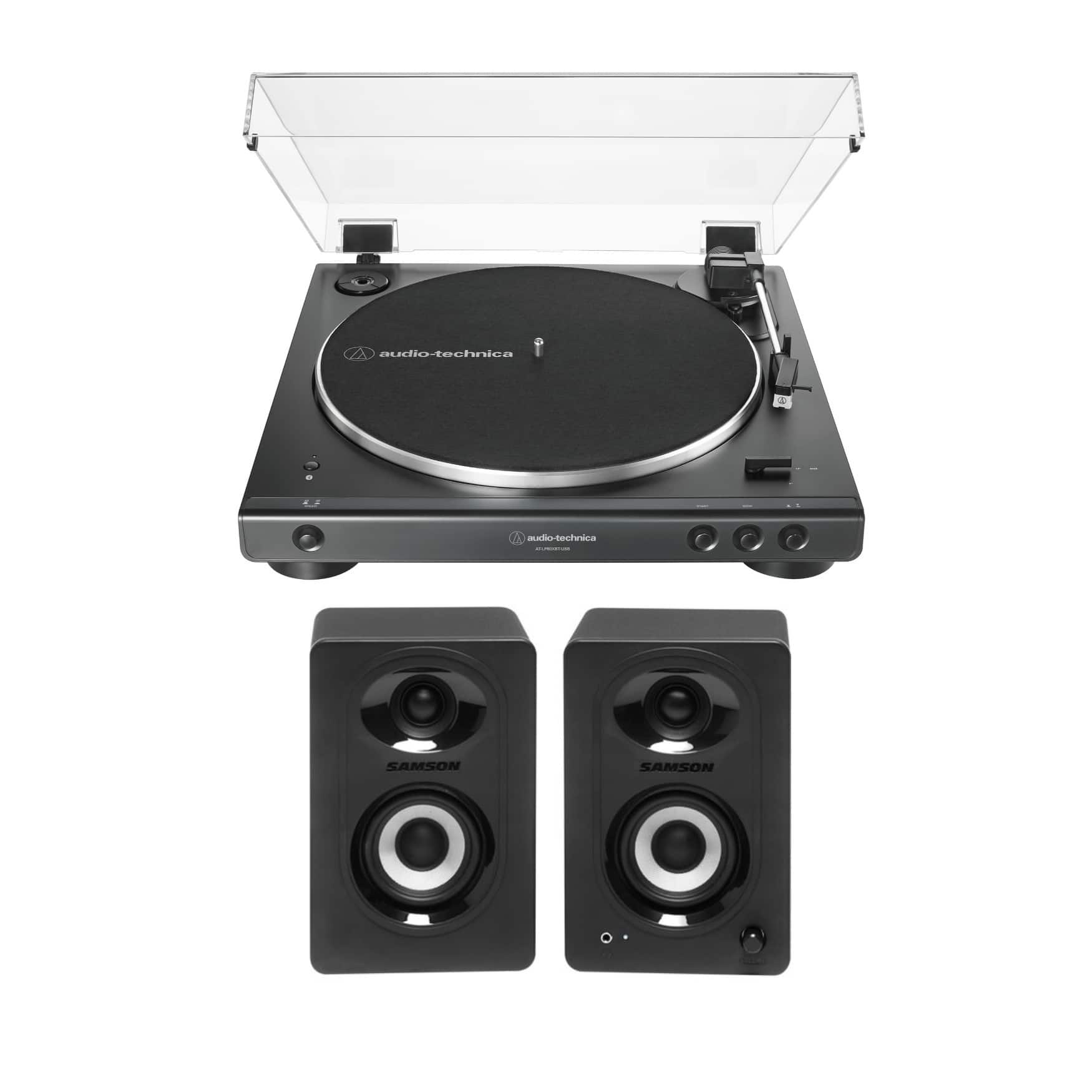 Audio-Technica - Two-Speed Stereo Turntable and USB (Black) w/Bluetooth Speakers
