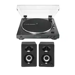 Audio-Technica - Two-Speed Stereo Turntable and USB (Black) w/Bluetooth Speakers